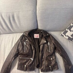 Levi's Brown Snakeskin Pattern Leather-Style Moto Jacket